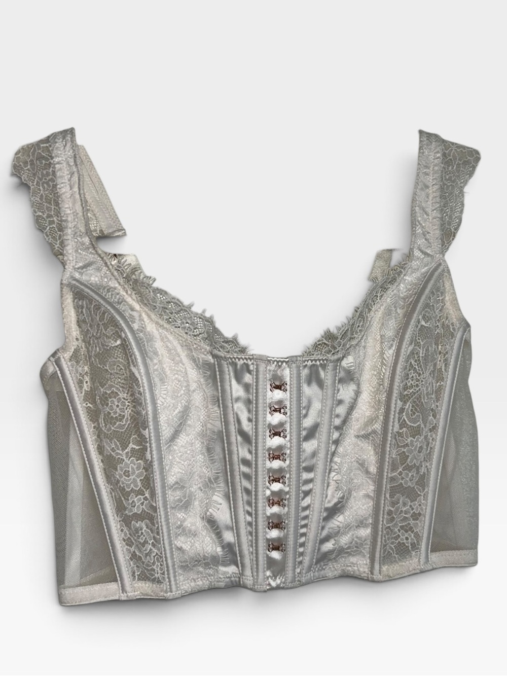 Victoria's Secret Dream Angels Silver Lace Corset Top Bustier NWT Size S DD
